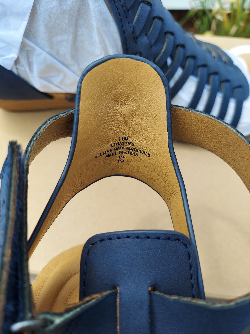 Earth Hattie3 Navy Blue Woven Strappy Wedge Sandals Women's Size 11M Cottagecore - Picture 6 of 11